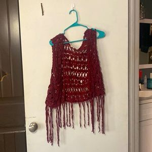 Maroon tassel vest